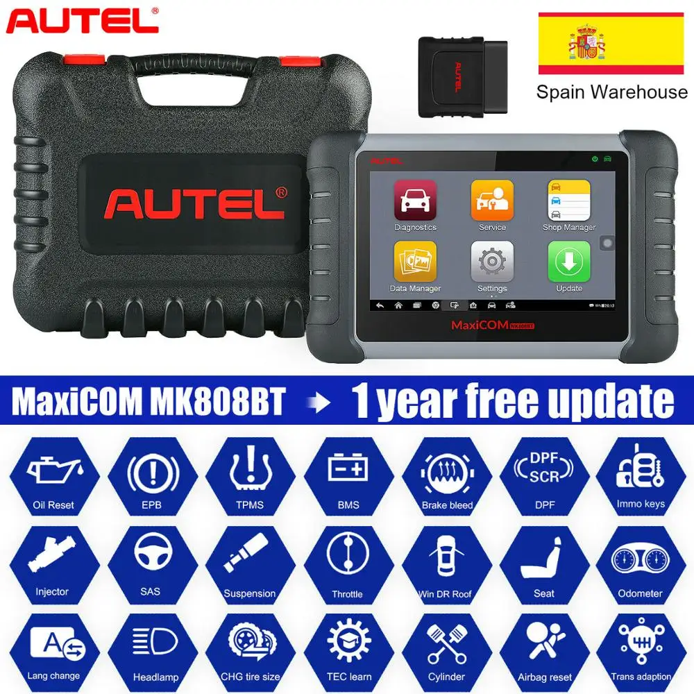 

Autel MaxiCOM MK808BT OBD2 сканер автомобильный диагностический инструмент полная система диагностики считыватель кодов тестер ODB2 ключевой программа...