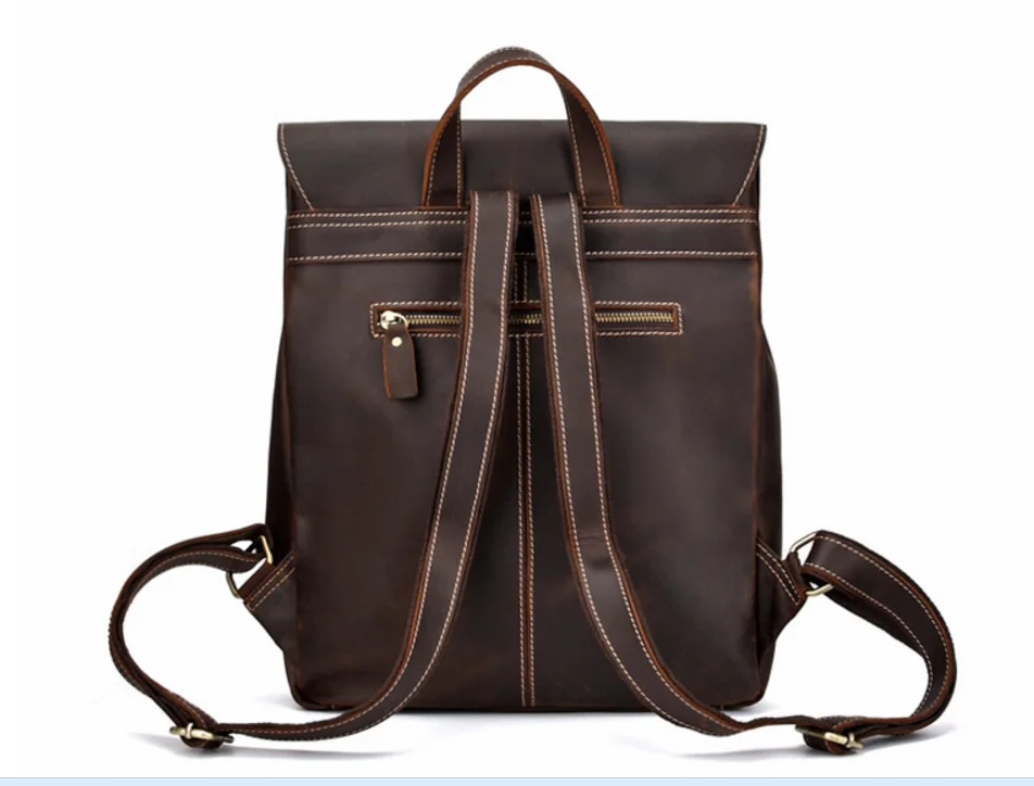 Модный мужской рюкзак crazy horse из натуральной воловьей кожи винтажный стильный