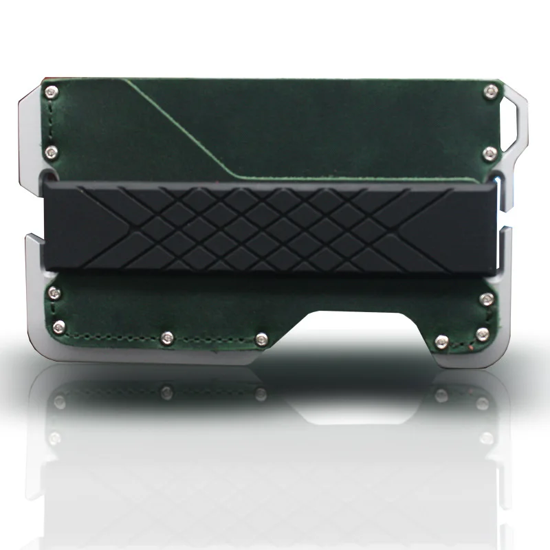 Мужской держатель для карт из натуральной кожи с RFID-защитой металлический