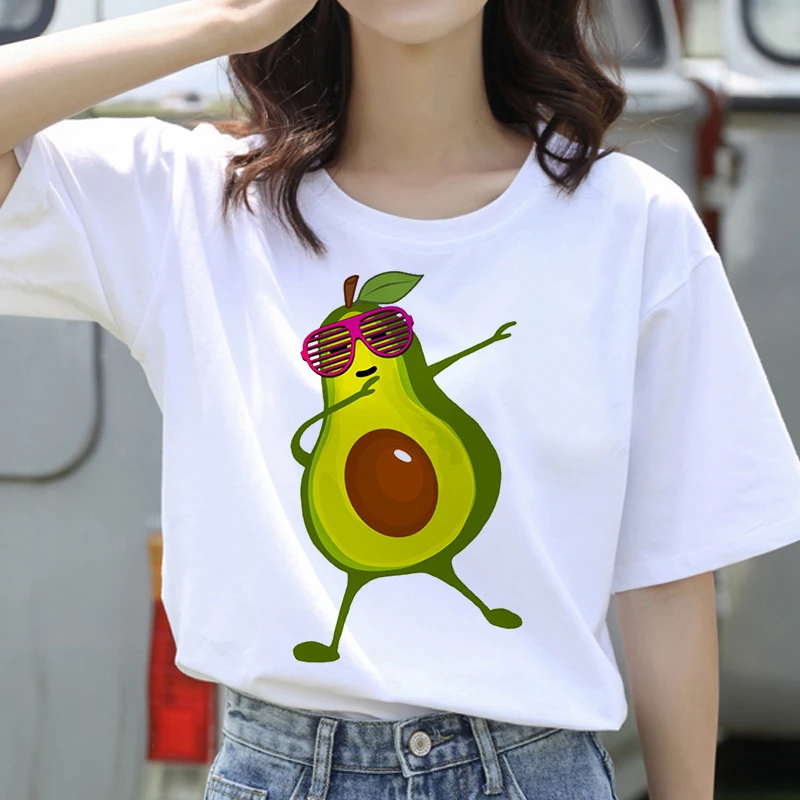 

Avocado Printing T Shirt Summer Women Short Sleeve Leisure Top Tee Casual Ladies Female T Shirts Plus Size Woman Clothing
