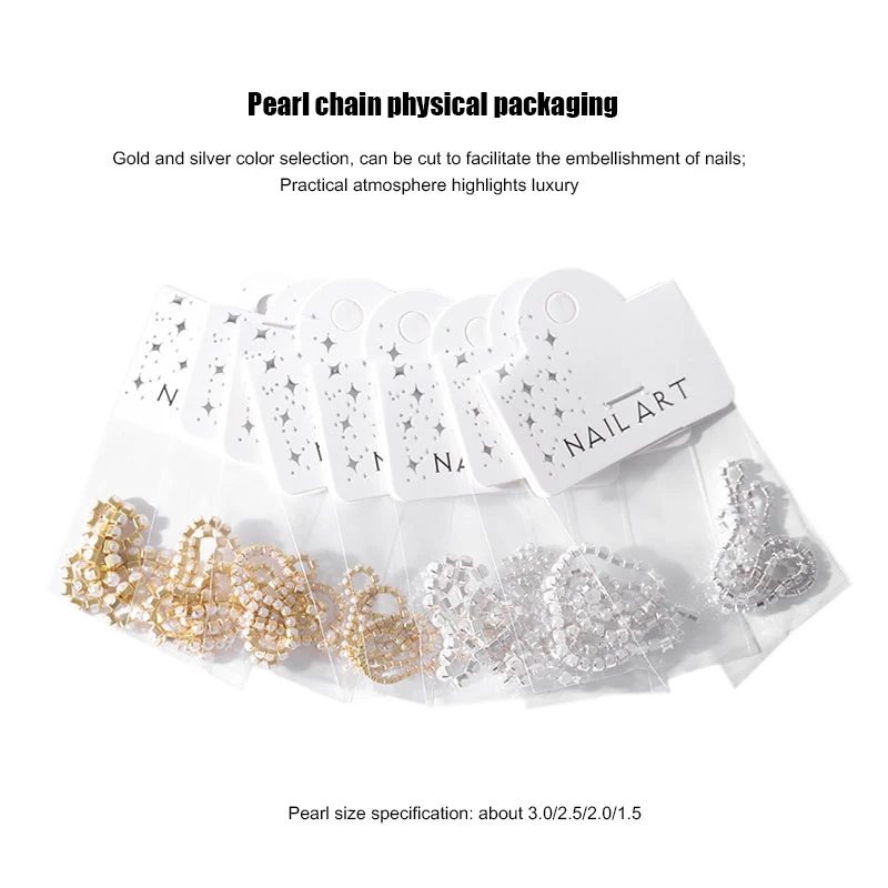 Женские жемчужные украшения для ногтей цепочка маникюра металлические Декор