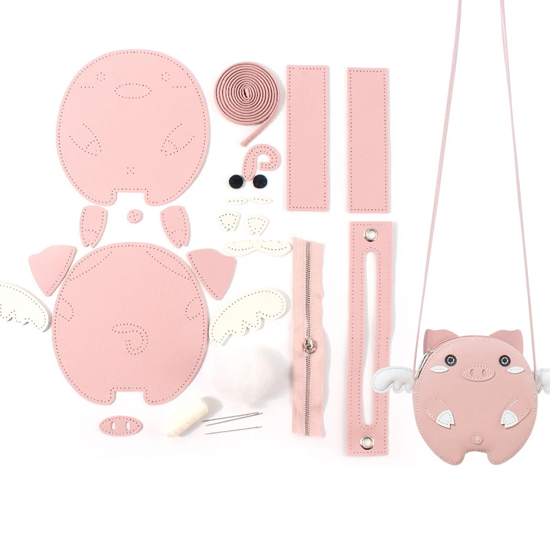 Кожаная сумочка сделай сам с изображением милой свинки кошелек со всеми