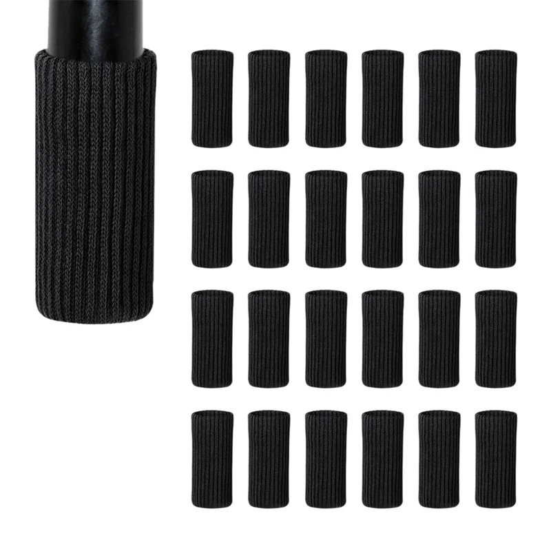 

24 Packs Chair Leg Socks Knitted Furniture Socks Leg Floor Protectors Furniture Table Feet Covers(Black)