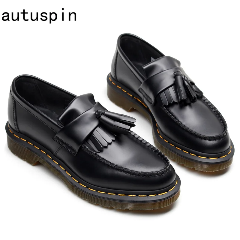 

autuspin Women's Flats Fashion Leather Loafers Classic Women Casual Shoes Breathable Leisure Footwear New Retro Loafer Plus Size