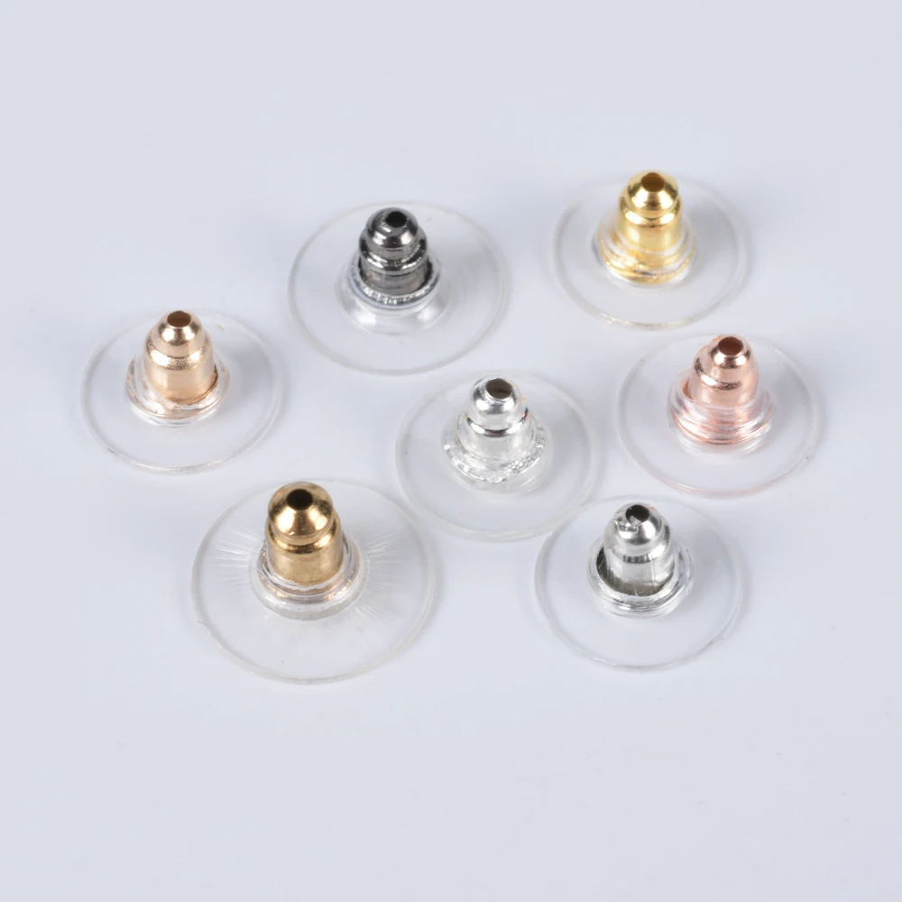 

100Pcs/Lot Rubber Stud Earring Stoppers Jewelry Findings Diy Accessories Flying Saucer Earring Backs For Jewelry Making Supplies