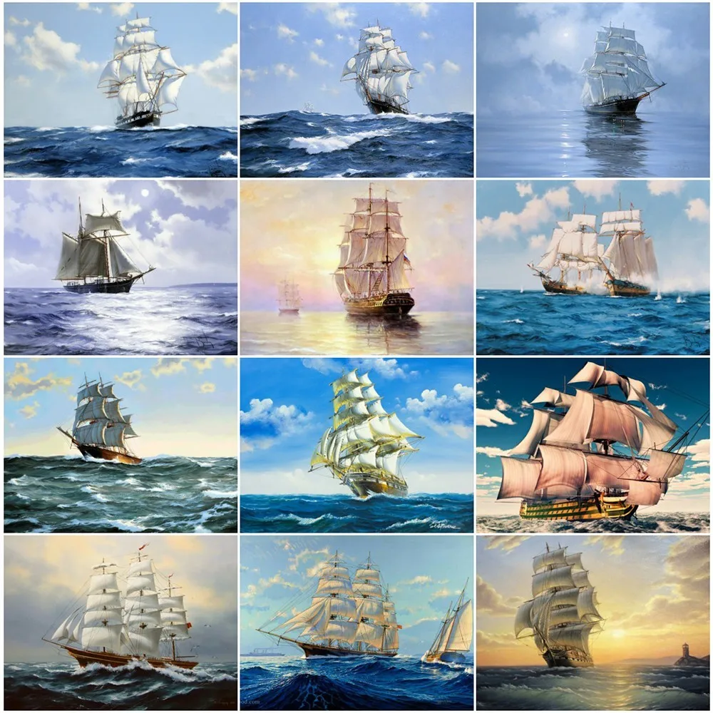 

5D DIY Diamond Painting Ship Diamond Embroidery Full Display Scenery Diamond Mosaic Cross Stitch Picture Of Rhinestone