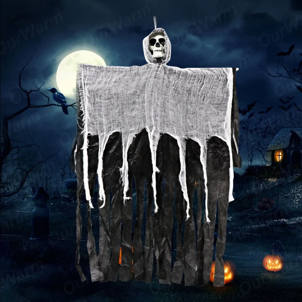 OurWarm 90*60 см Хэллоуин Висячие призраки Huanted украшение дома Grim Reaper Horro реквизит домашняя дверь Бар Хэллоуин украшения