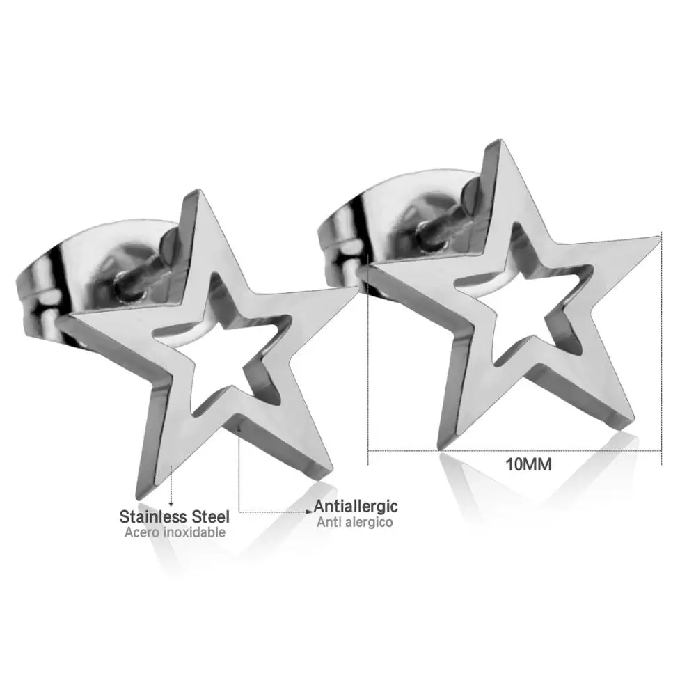 Маленькие серьги гвоздики LUXUKISSKIDS EA112001G 10 парт/лот|star studs|star starstud star |