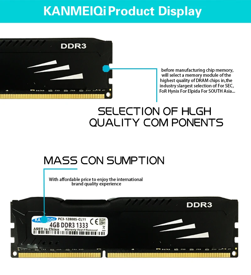 KANMEIQi DDR3 ram 8 Гб 1600 МГц 4 Гб 1333/1866 МГц настольная память с радиатором dimm Memoria 240pin 1,5 В