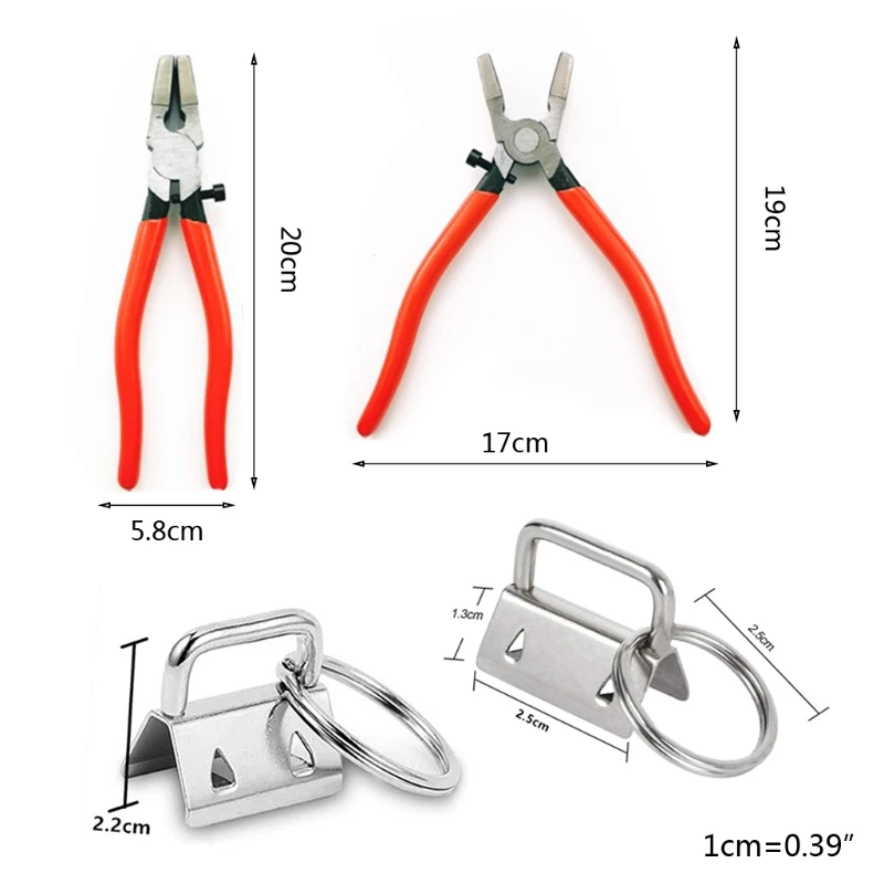 

50pcs 1 Inch Key Fob Hardware Set with Split Rings Pliers for DIY Wristlet Clamp