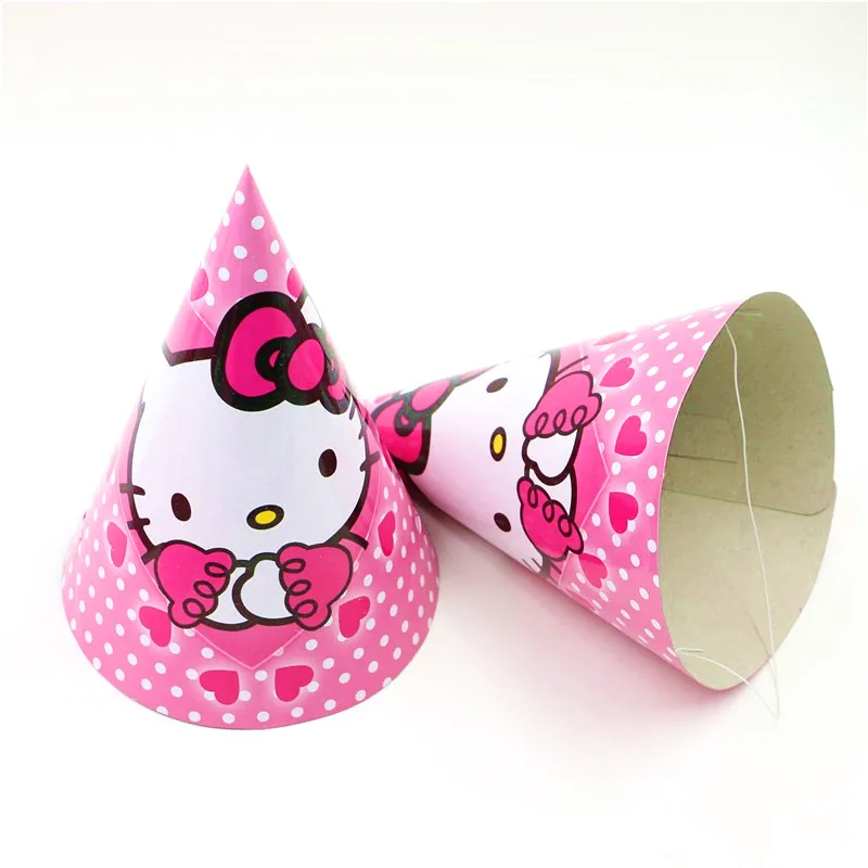 Caps-6pcs 1 шт., розовый рисунок hello kitty, 108*180 см, для украшения дня рождения, Детские вечерние принадлежности, одноразовая посуда, скатерть для душа ребенка - Цвет: Caps-6pcs