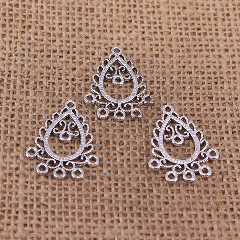 Соединитель для сережек, 29x23 мм, 8 шт., подвеска серебряного цвета под старину для изготовления ювелирных изделий ручной работы, 3585