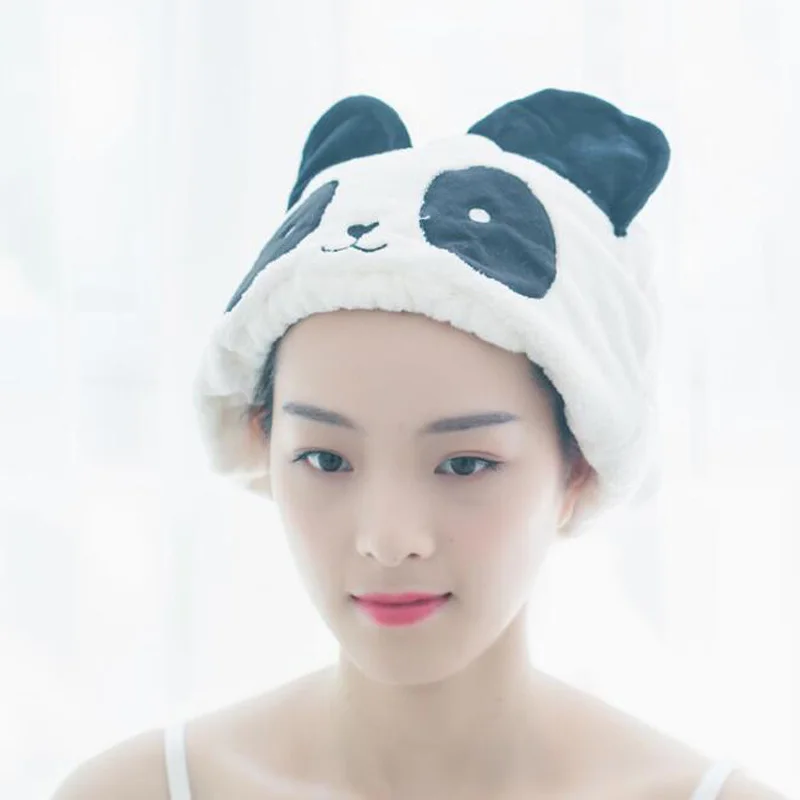 1 шт. милые быстросохнущие банные полотенца с пандой шапка из микрофибры мягкое