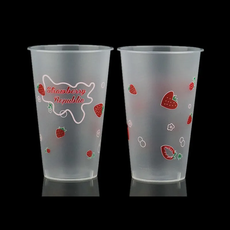 Матовые прозрачные одноразовые чашки для сока упаковка 500 мл желе пудинга