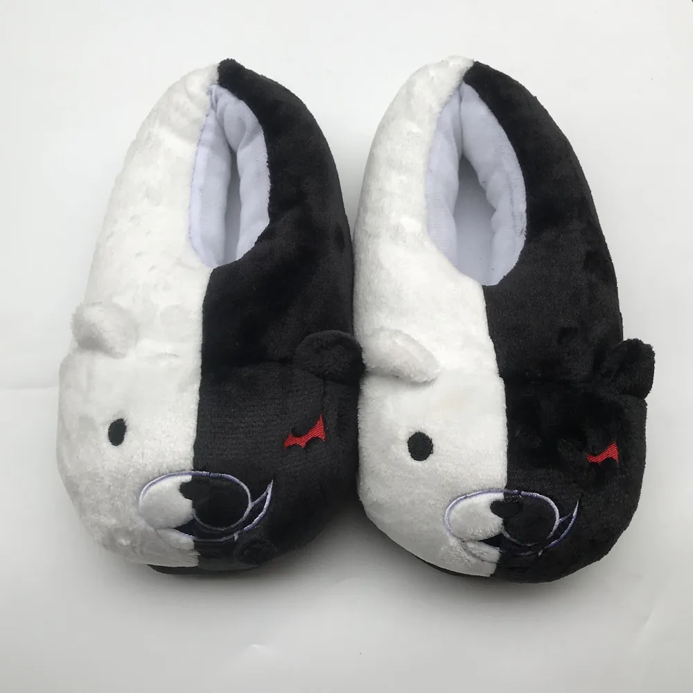 Косплей Монокума плюшевые домашние тапочки Danganronpa Цвет черный белый |