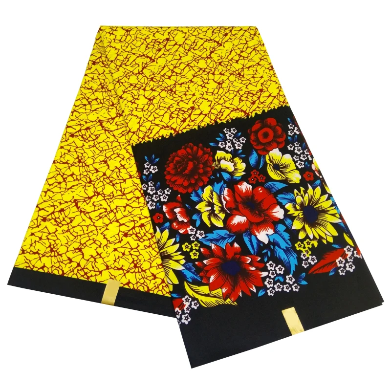 2020 Высококачественная африканская ткань с принтом воска для женщин желтое