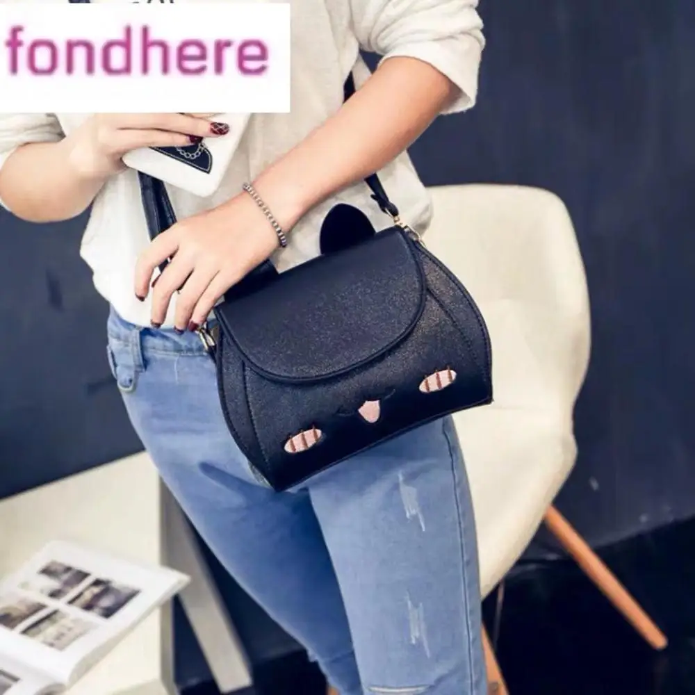 

FONDHERE Fashionable female bag new Han Leisure Lady small bag cartoon cute single shoulder bag cat slanting bag