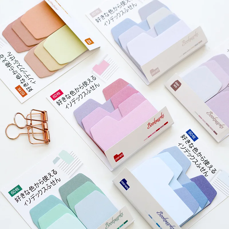 

6 color notebook note index paper card sticker cute sticky note memo pad for school office supplies stationery bookmark