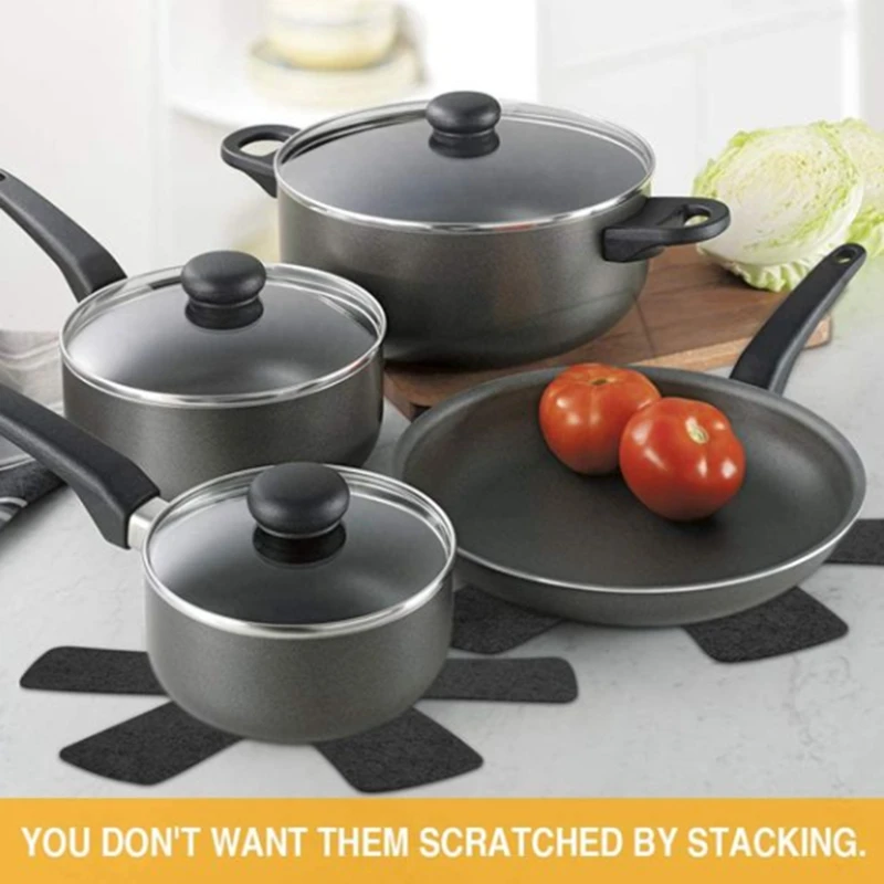 

MLGB Pan Protector Set of 5 Pan Protection Felt 38cm Pot Protection Anti-Slip Stacking Protection for Pans Bowls