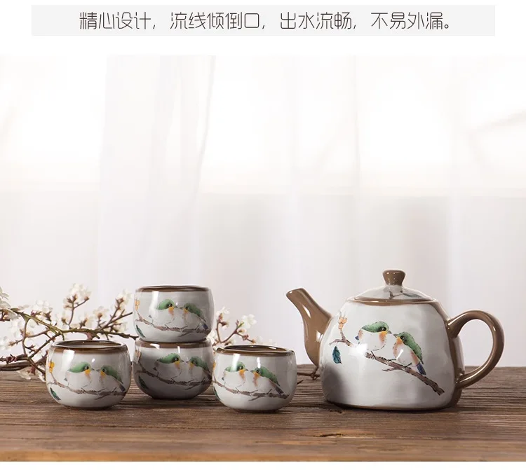 Japanese Style Creative Hand Painted Cute Cat Teapot Ceramic Household Teacup Porcelain Office Kettle Kung Fu Drinkware Tea Set | Дом и сад