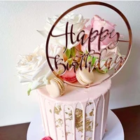 new design acrylic rose gold happy birthday cake topper kids favors party decorations baby shower candy bar cake supplies