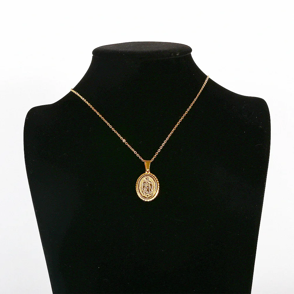 Овальная подвеска в виде Девы Марии из нержавеющей стали | Украшения и аксессуары