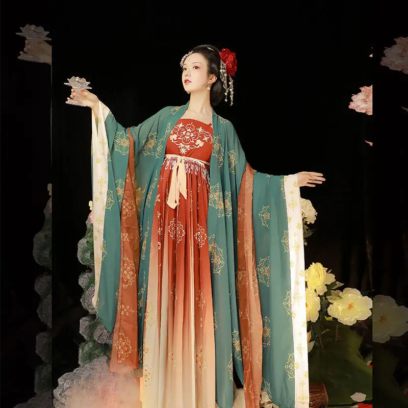 

2021 Китайская одежда женская сказочная традиционная праздничная одежда ханьфу с вышивкой для старинной Народной сцены династии Мин одежда ...