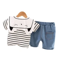 summer kids fashion casual clothing infant navy collar t shirt shorts 2pcssets baby girls boys clothes child cartoon sport suit