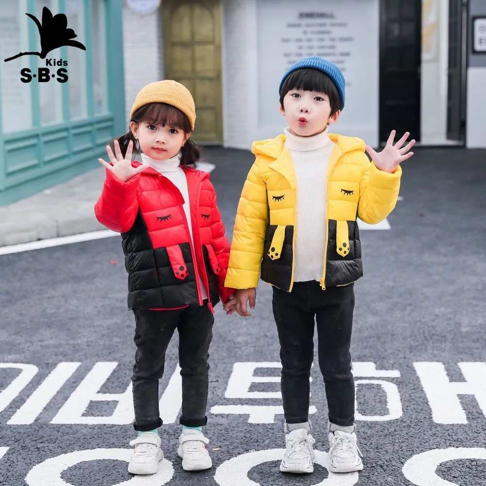 Детский пуховик для мальчиков и девочек на осень зиму куртка с капюшоном