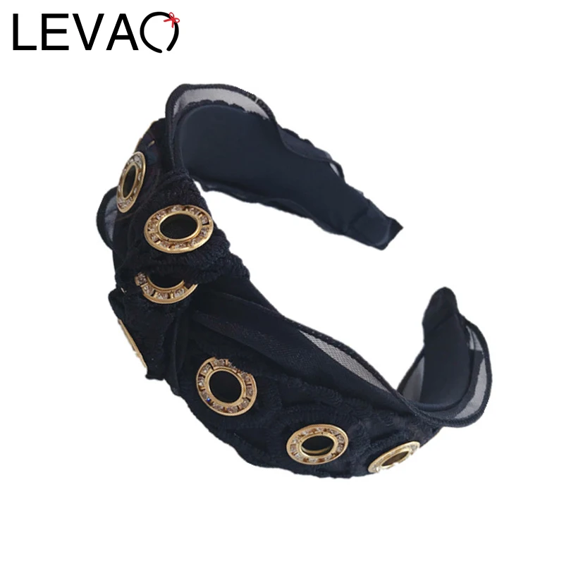 LEVAO Korean Women Version Of High-grade Openwork Lace Knotted Headbands Bezel Turban Girls Hairband Hair Accessories Hair Hoop