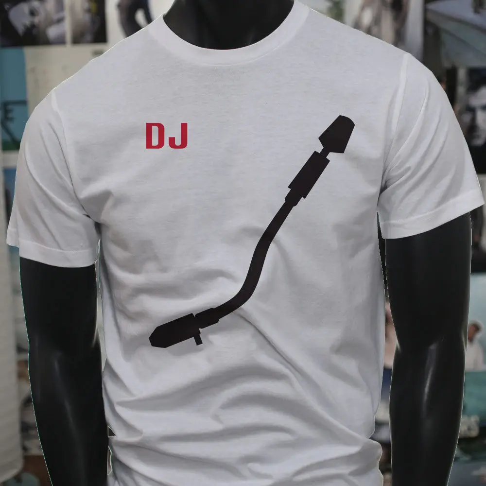

Newest Men's Funny Fashion Classic Hot Sale Dj Needle Drop Trap Rap Music Mixer Mens White T-Shirt O Neck Tops Tee shirt