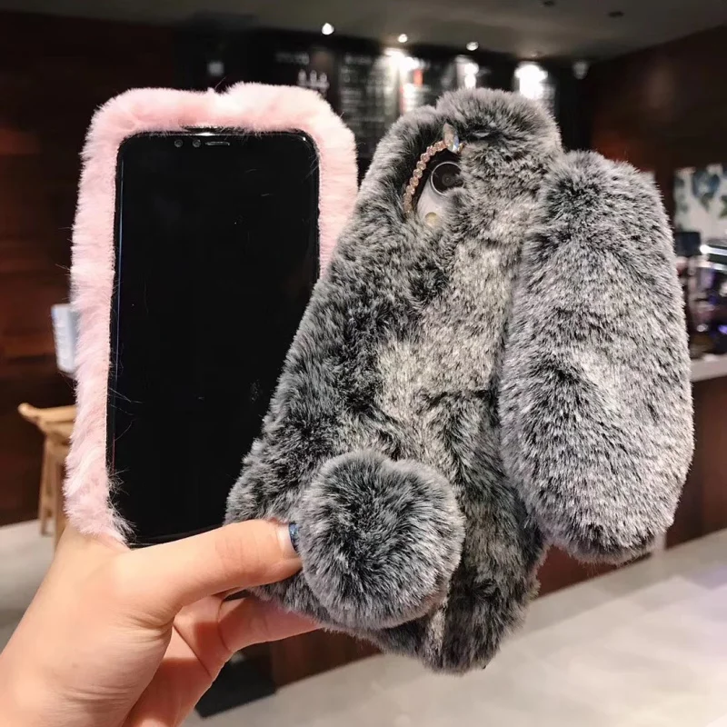 Чехол для телефона из кроличьего меха Nokia 7 Plus 2 1 3 5 6 2018 X7 X6 X5 X3 8 9 блестящий мягкий