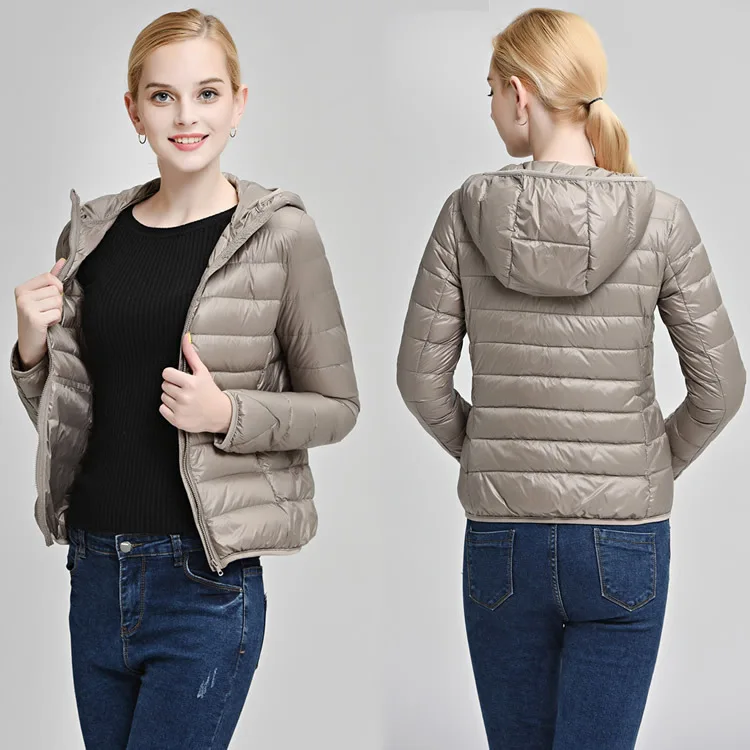 

Thin Casual Fashion Womens Ultra Warm Jackets Slim Solid Short Warm Coat Zipper Womens Autumn Winter Clothing