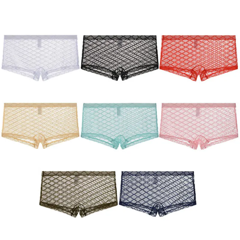 Сексуальные сетчатые мужские трусы бриджи прозрачные с заниженной талией