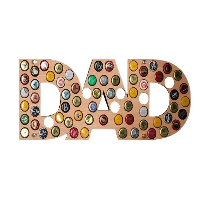 

Unique Gifts for Father's Day Beer Bottle Cap Collection Beer Cover Wall Art Crafts with Beer Mug Beer Bottle DAD Font Dropship