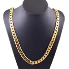 Панк кубинская цепь золотое ожерелье для мужчин 45505560657075 см звено панцирная цепь 18 К длинное ожерелье для женщин модные украшения Шарм подарок