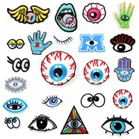 22 pcs eye street fashion series for clothes iron on embroidered patches for hat sticker sew diy ironing patch applique badge