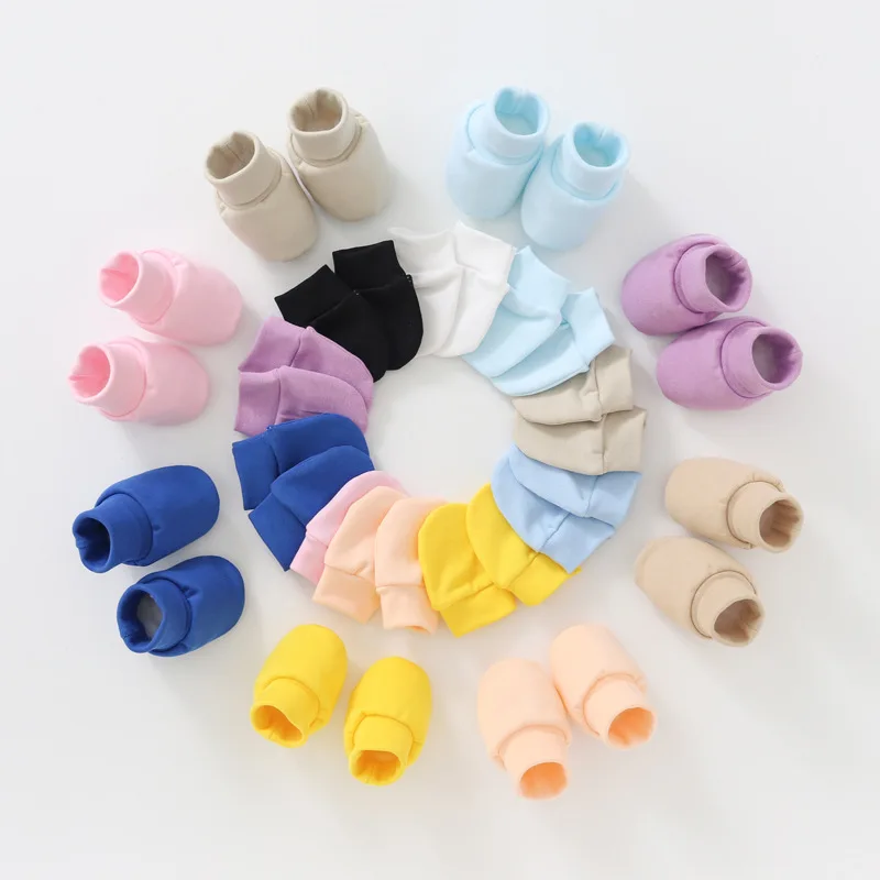 

Newborn Fetal Hat Mittens Foot Cover Set Cotton Baby Beanie Cap Anti Ccratch Fingerless Gloves Summer Soft Windproof Caps Gloves