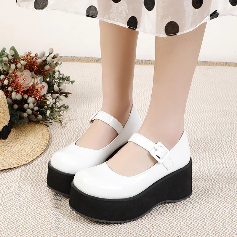 

Coolcept Size 34-48 Women Pumps Thick Bottom High Platform Women Shoes Buckle Fashion Pumps Party Club Women Footwear