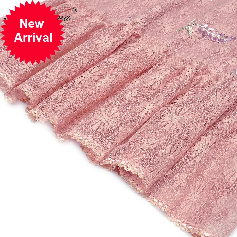 

Fashion Designer dress Spring Women's Dress Long sleeve Lace Flowers Embroidery Elegant Dresses