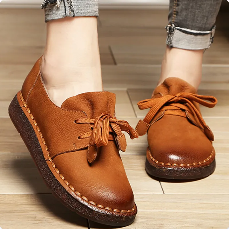 Роскошные женские туфли для беременных Прошитые вручную с круглым носком на