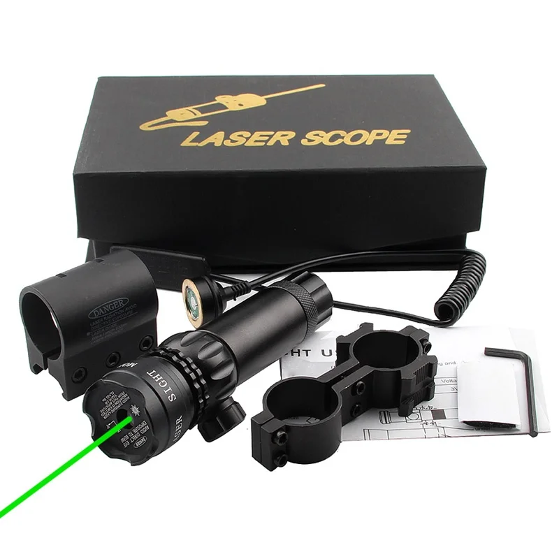 

Hunting Tactical Red/Green Dot Laser Sight Adjustable Switch 532nm Mount Laser Pointer Rifle Gun Scope with Point Lazer