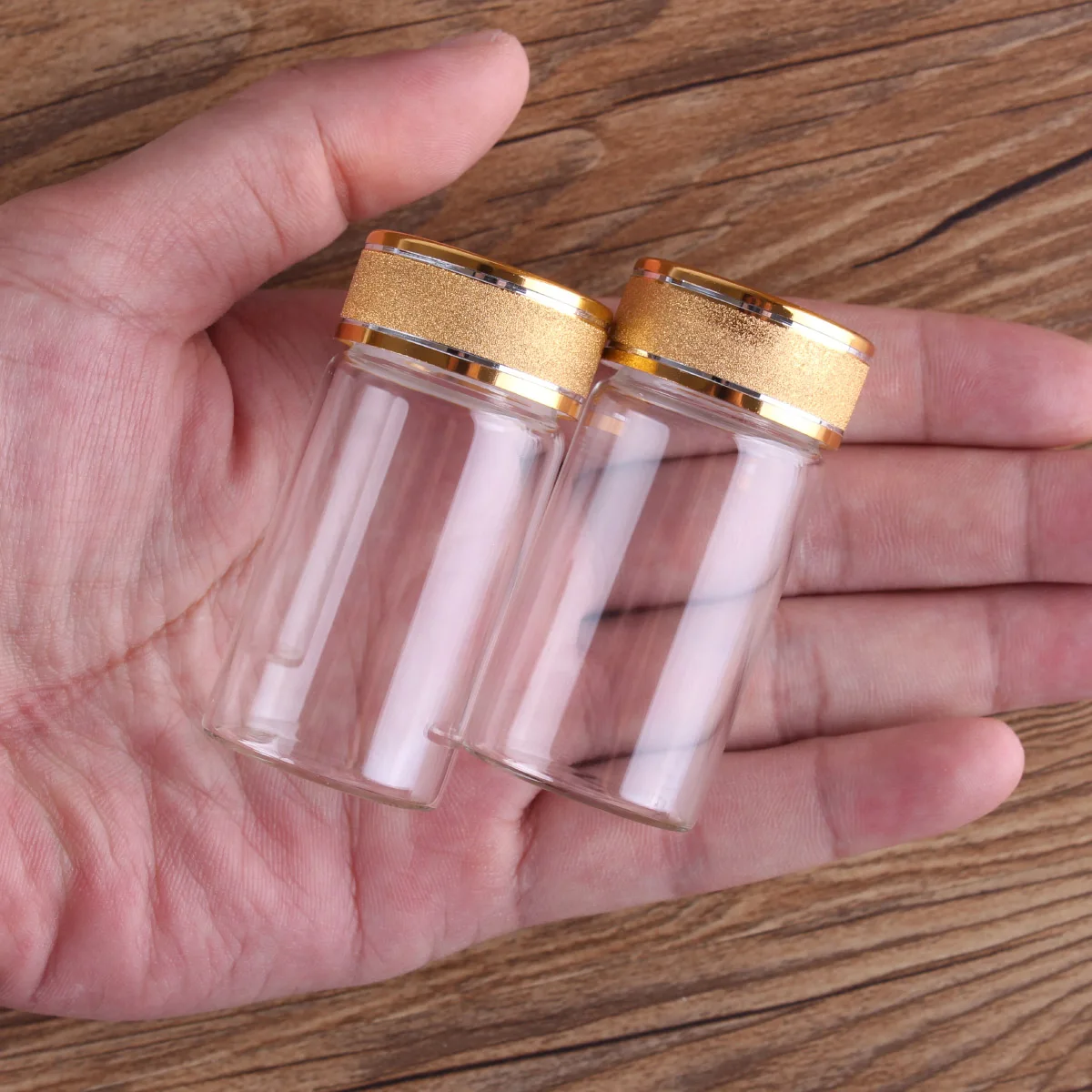 24 pieces 25ml 30*60mm Glass Bottles with Golden Frosted Caps Transparent Perfume Bottle Spice Jars | Дом и сад