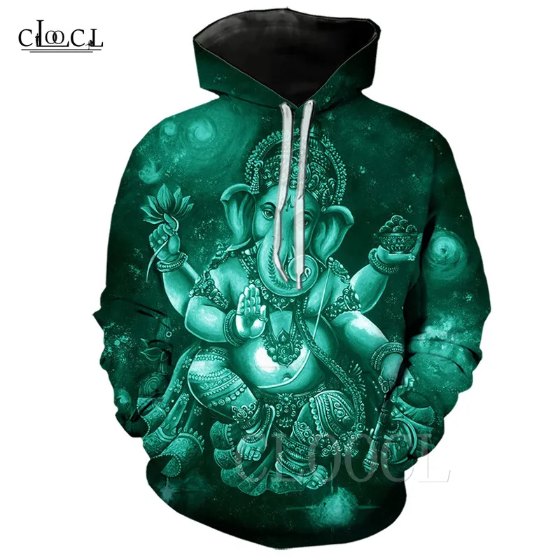 Лорд Ганеша Толстовка индуистский Слон во главе с Бог 3D принт короткий рукав Для