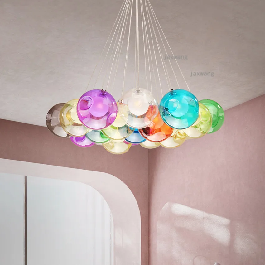 Nordic LED Colorful Glass Pendant Lamp Lights Modern Hanging Lamps Personality Loft Chandeliers Light Fixure Kitchen Accessories | Освещение
