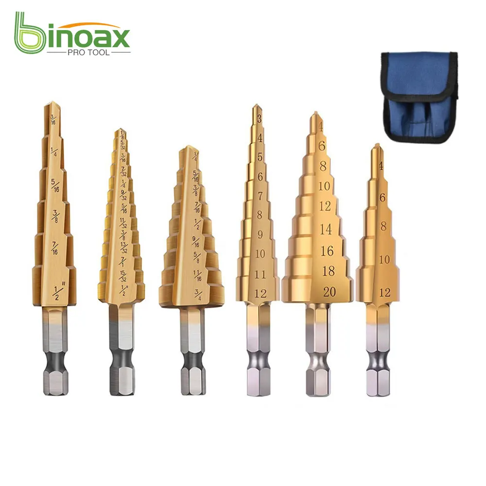 

Binoax 3 шт. набор ступенчатых Сверл из быстрорежущей стали Метрические/SAE сверло с титановым покрытием для дерева и металла набор инструментов...