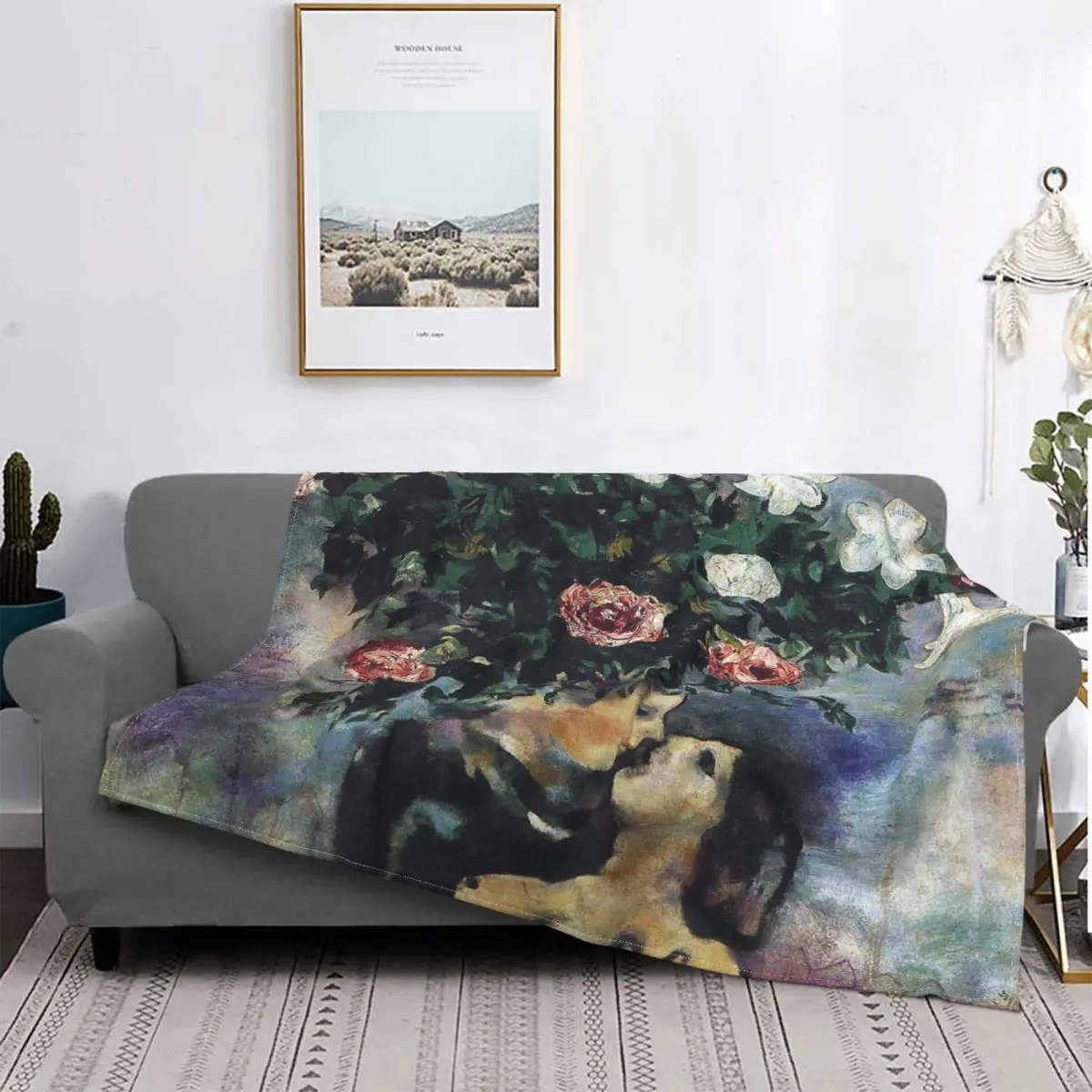 

Manta con capucha para amantes debajo de los lirios de Marc Chagall, para cama colcha, alfombra a cuadros, colchas de verano