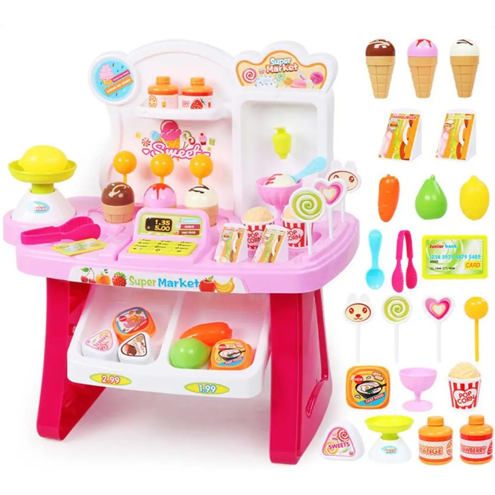 Детская тележка для мороженого Retend Play Supermarket casher корзина покупок настольная игра