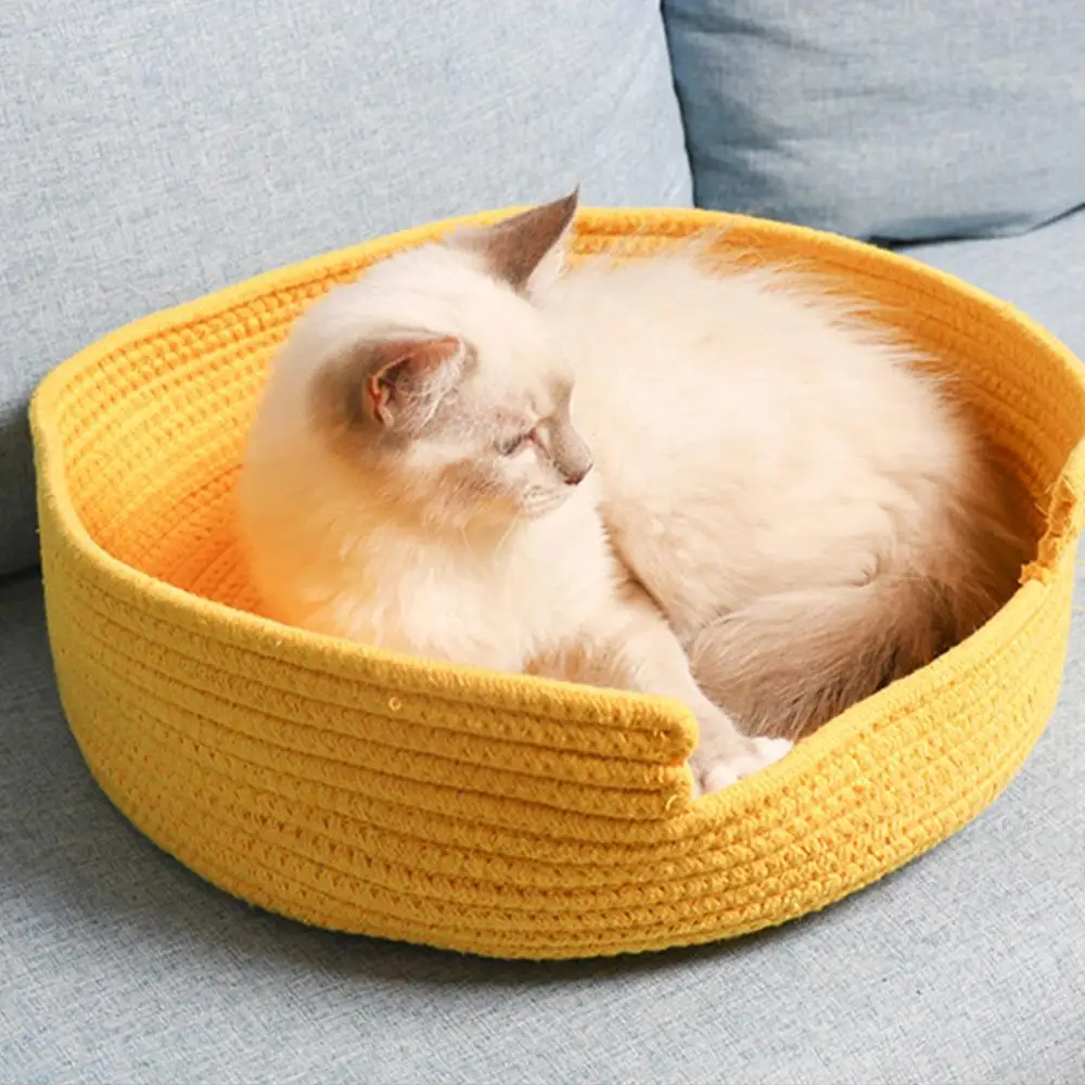 Soft Round Pet Dog Breathable House Sleeping Kennel Baskets Cotton Blend Plush Ball Handmade Nordic Summer Cat Bed Nest | Дом и сад