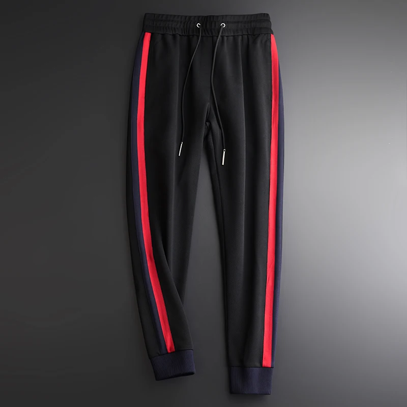 Spring Luxury Twill Fabric Side Ribbon Mens Trousers Plus Size 3XL 4XL Casual Sport Slim Fit Men Jogger Pants
